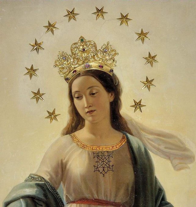 Quadro della Madonna del Miracolo, dipinto da Natale Carta, Basilica di Sant'Andrea delle Fratte, Roma - Apparizione a Ratisbonne 1842
